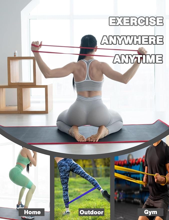 Resistance Bands, Pull Up 5 Resistance Levels Exercise Bands Set for Men Women, Assistance Workout Stretch Bands for Working Out, Body Stretching, Physical Therapy, Muscle Training