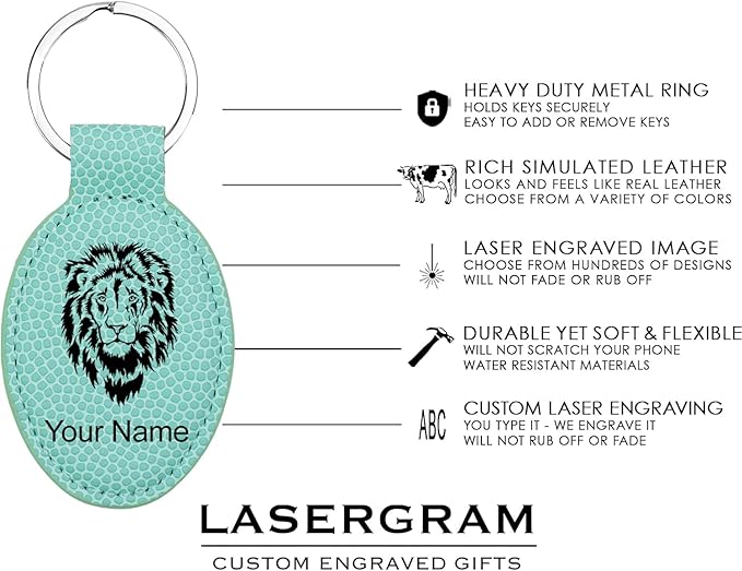 LaserGram Oval Keychain, Quad, Personalized Engraving Included (Basketball Teal)