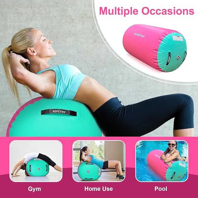 VOFiTNY Gymnastics Tumbling Equipment Air Barrel Inflatable Octagon Tumbler Roller Back-bend Trainer Cheerleading Without Pump