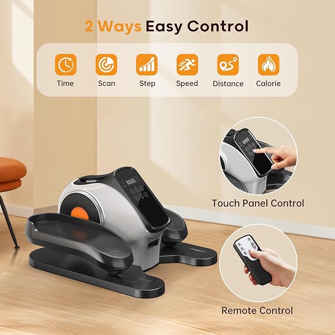 Under Desk Elliptical, 2-in-1 Electric Pedal Exerciser for Seniors, 10 Resistance Levels, 10 Speeds, 3 Auto Modes, Quiet Leg Exerciser with Remote, Fully Assembled, Non-Slip Pedals