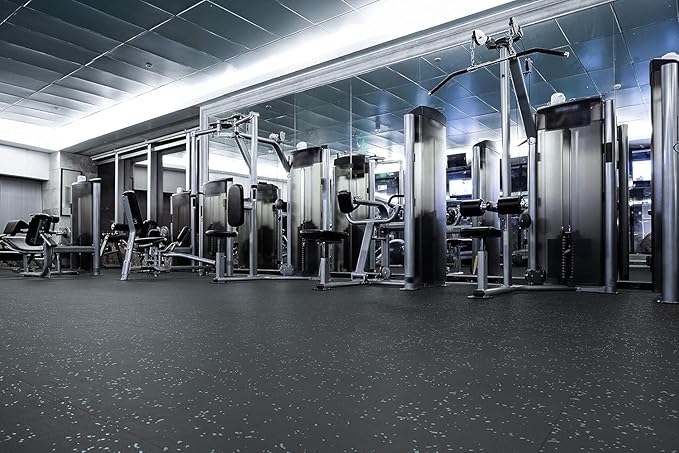 Genaflex Pro Heavy Duty Thick Rubber Gym Floor Tiles High Density Shock Absorbent Laminated Deadlift Mats - 1" Thick X 20" W X 20" L - 2.7 Sq. Ft. (Grey/Black, 12 Tiles - 32 Sq. Ft.)