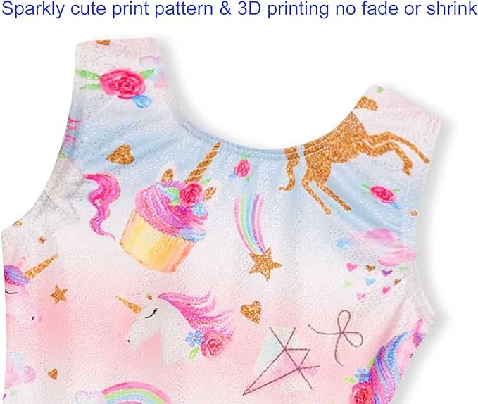 Domusgo Gymnastics Leotards for Girls Sparkly One-Piece Pro Kids Unitard Biketards with Shorts
