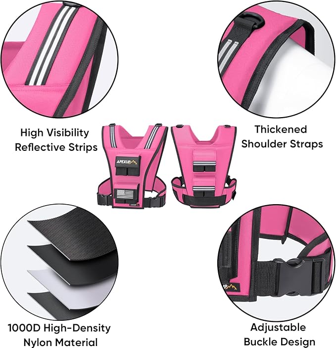 APEXUP Adjustable Weighted Vest Men 20lbs/30lbs/40lbs Weights with Reflective Stripe, Weight Vest Woman Workout Vest for Strength Training Running Walking