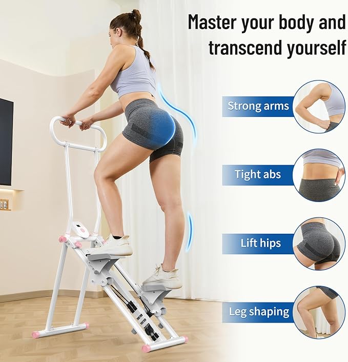 HXD-ERGO Stair Stepper for Home, New Version 6 Adjustable Resistance Vertical Climber Cardio Exercise Machine, Folding Stair Climber for Full Body Workout with Adjustable Handlebar for Women & Men