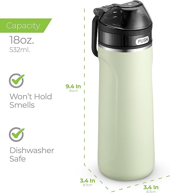 SIPX™ 18 oz Premium Stainless Steel Water Bottle with Straw Lid – Triple Insulated, Leakproof, BPA-Free – Slim, Durable Bottle for School, Gym, Office – Green