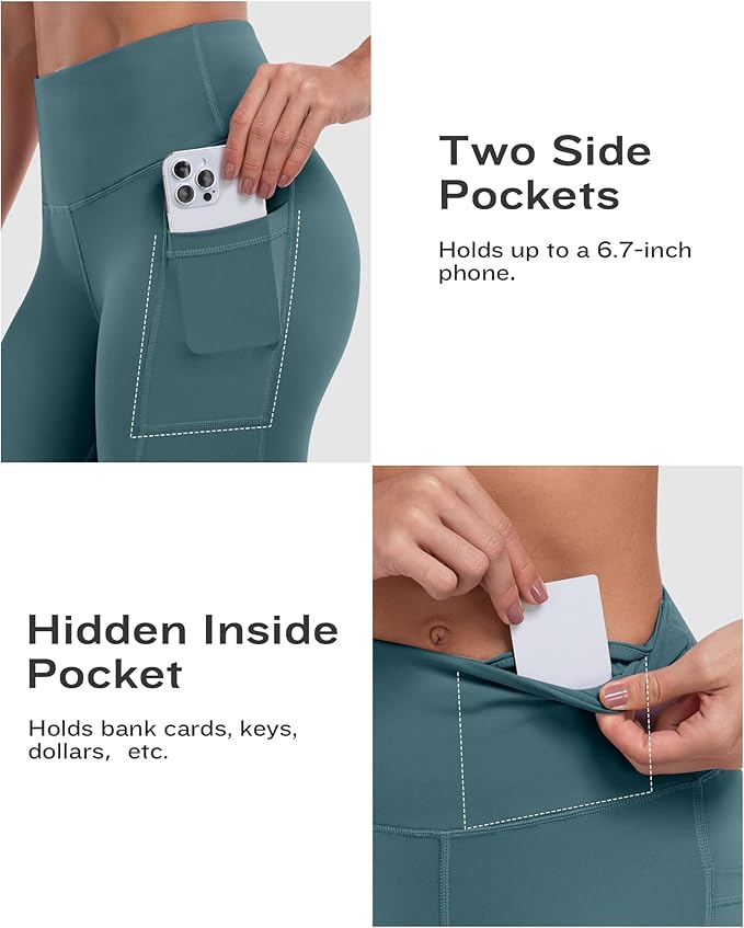 ATHVOTAR Biker Shorts Women with Pockets - 3"/5"/8" High Waisted Workout Spandex Tummy Control Gym Running Yoga Shorts