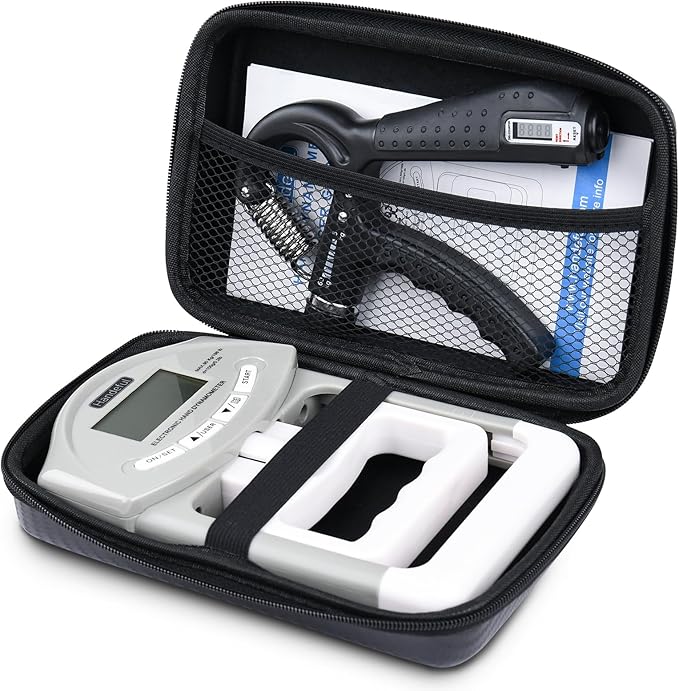 Electronic Grip Strength Tester Set With Adjustable Hand Gripper, Hand Dynamometer, Protection Case – Precision Training for Rehab, Fitness, and Home Gym