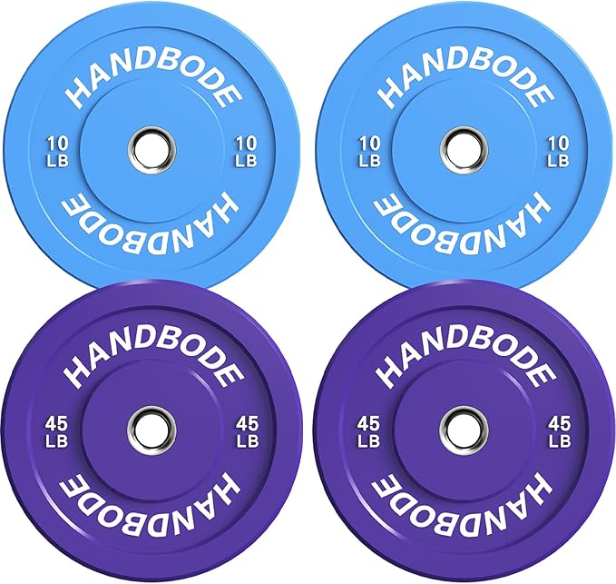 2-Inch Weight Plates High Bounce, Olympic Bumper Plate Set 45/100/160/190/260/300lb, Colored Weight Plates Set for Home Gym, Barbell Weights Rubber Strength Training Plate for Weight Lifting