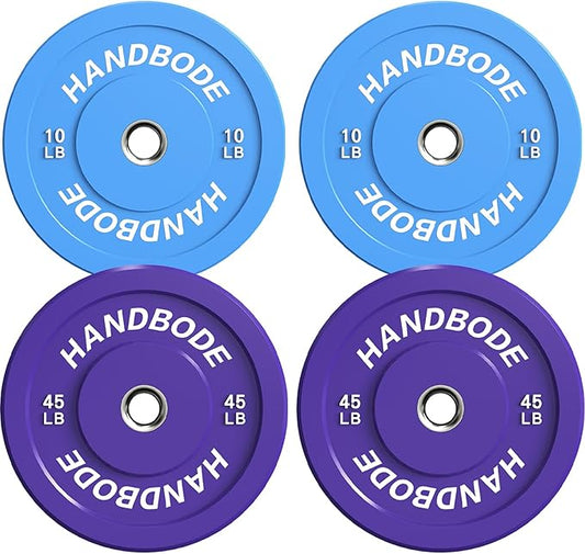 2-Inch Weight Plates High Bounce, Olympic Bumper Plate Set 45/100/160/190/260/300lb, Colored Weight Plates Set for Home Gym, Barbell Weights Rubber Strength Training Plate for Weight Lifting