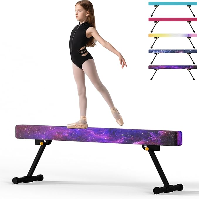 EL&IT·Wings 6FT/8FT Gymnastic Balance Beam for Kids, Adjustable Balance Beam with Leg, High and Low Level Floor Beam, Gymnastics Equipment for Home and Gym Center