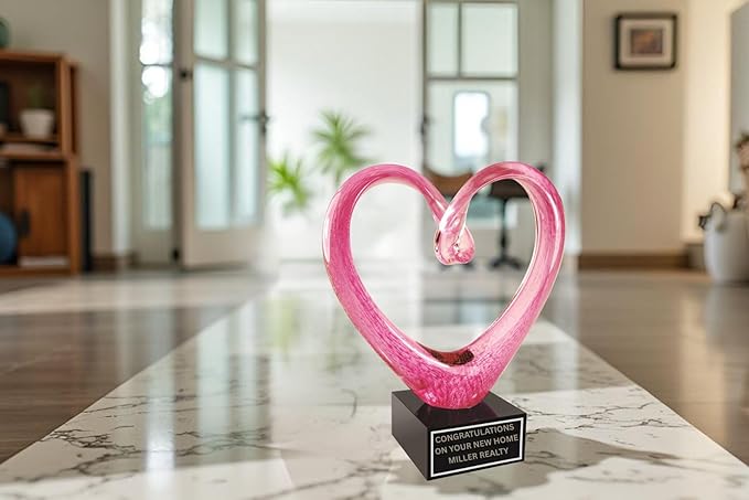 Hand-Blown Art Glass Award – Custom Engraved Elegant Award for Corporate, Sports Retirement Volunteer Recognition Leadership Personal Milestones Employee Gifts