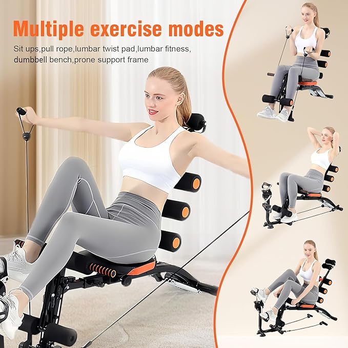 Abdominal Workout Bench – Adjustable Sit-Up Machine with Leg Lock – Home Gym Core Trainer for Abs, Crunches, Leg Raises – Foldable, Heavy-Duty Steel Frame – Max Weight 240LB