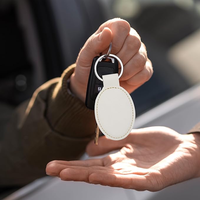 LaserGram Oval Keychain, Baseball Ball, Personalized Engraving Included (White with Gold)