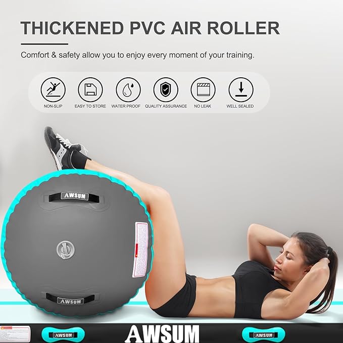 AWSUM Air Roller Gymnastics Barrel Inflatable Tumbling Mat Back Handspring Trainer for Octagon Mat Gym Home Gymnastics Equipment 1PCS，No Electric Pump