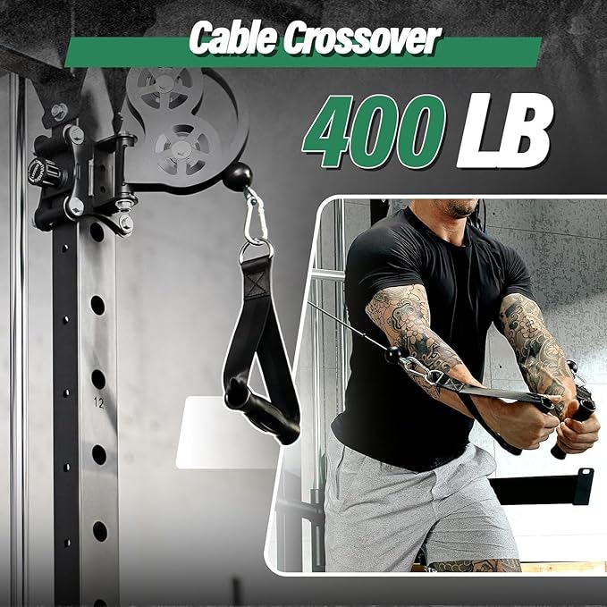 B52 Machine Home Gym with Power Rack, Cable Crossover, Dual Pulley System, Landmine, and Multi-Grip Pull-Up Bar – Heavy-Duty Fitness Equipment for Strength Training and Full-Body Workouts