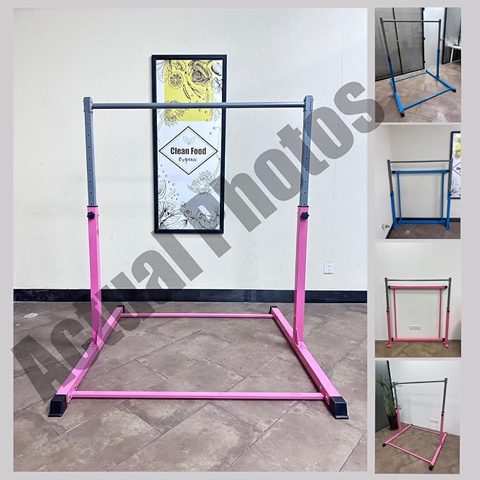 Safe Sturdy Gymnastics Bar for Kids Ages 3-18，Easy to Assemble and Release，3'-5' Adjustable Heigh，Anti-Slip，Steel Home Gym Training Bar for Junior Gymnasts，Gymnastic Equipment for Indoor Practice，All