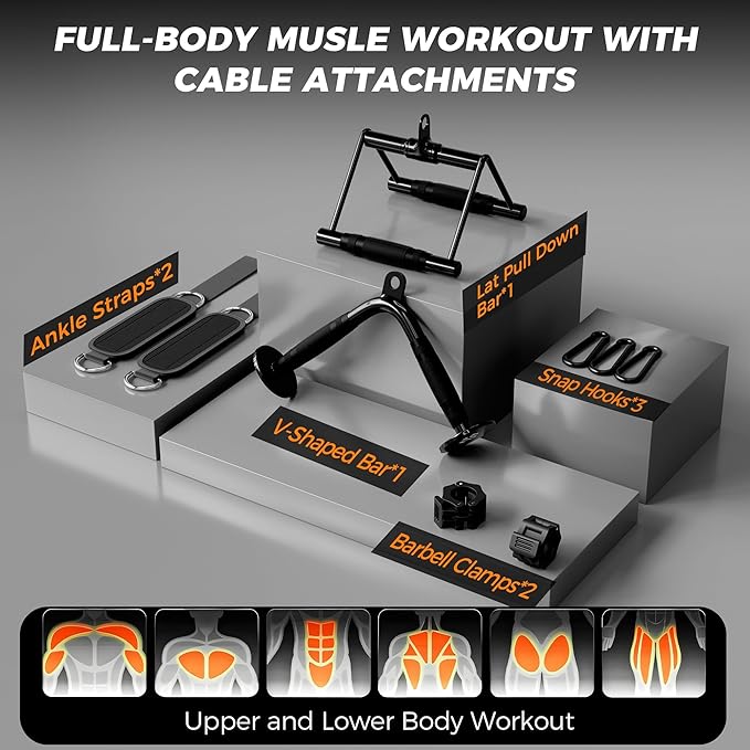 Mikolo K6 2.0 Power Cage, Power Rack with Cable Crossover System, 2000LBS Squat Rack with LAT Pull Down System, Functional Trainer with Aluminum Pulley System for Home Gym