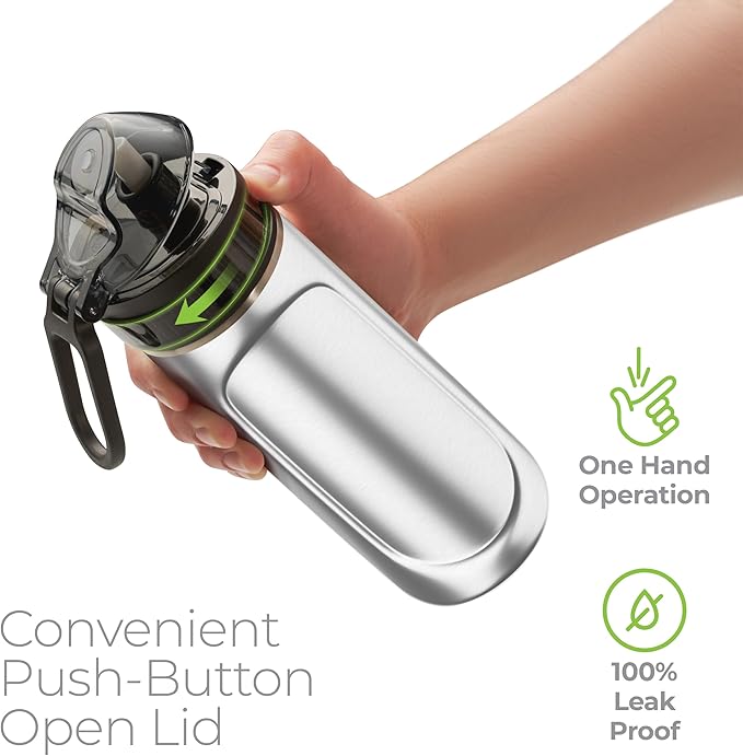 SIPX™ 18 oz Premium Stainless Steel Water Bottle with Straw Lid – Triple Insulated, Leakproof, BPA-Free – Slim, Durable Bottle for School, Gym, Office – Stainless