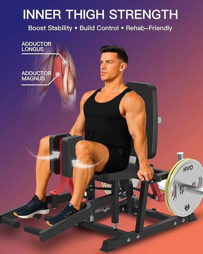 HVO Hip Adduction Abduction Machine: Abductor Adductor Machine-Inner and Outer Thigh Machine Glute Machines Thigh Master for Hip Abduction with 6 Levels Gear System Glute Machines