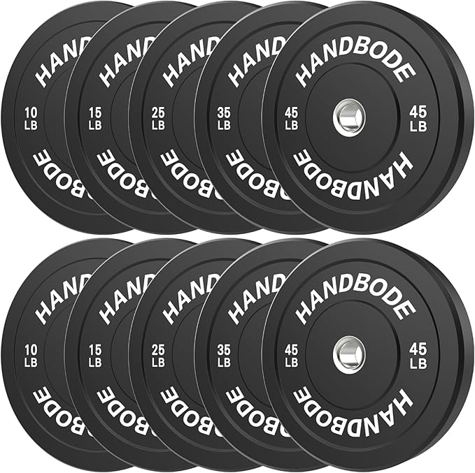 2-Inch Weight Plates High Bounce, Olympic Bumper Plate Set 45/100/160/190/260/300lb, Colored Weight Plates Set for Home Gym, Barbell Weights Rubber Strength Training Plate for Weight Lifting