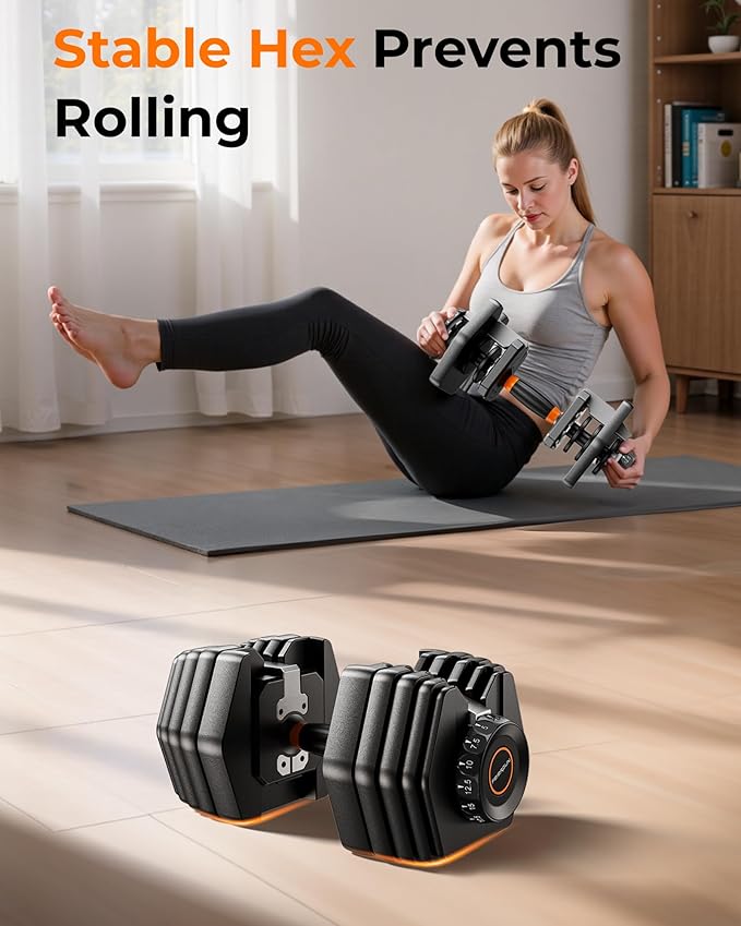 FEIERDUN 15-in-1 Adjustable Dumbbell Set, 105lb/52.5lb Weight Set Dumbbells with Storage Box, Quick Adjust Free Weight with Non-slip Handles Dumbbells for Home Gym Exercise Strength Training