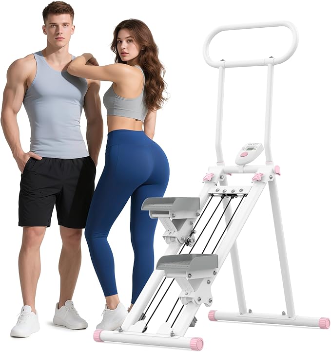 HXD-ERGO Stair Stepper for Home, New Version 6 Adjustable Resistance Vertical Climber Cardio Exercise Machine, Folding Stair Climber for Full Body Workout with Adjustable Handlebar for Women & Men