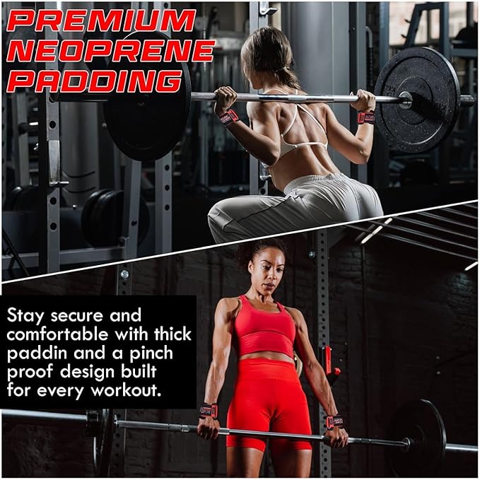 Premium Weight Lifting Hooks & Straps for Pull Ups & Deadlifts - Padded, Heavy Duty, Power Lifting Grips for Men & Women