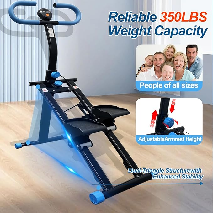Stair Stepper for Home Gym, Foldable Vertical Climber Workout Machine, Full Body Cardio Machine with Adjustable Handles, LCD Monitor