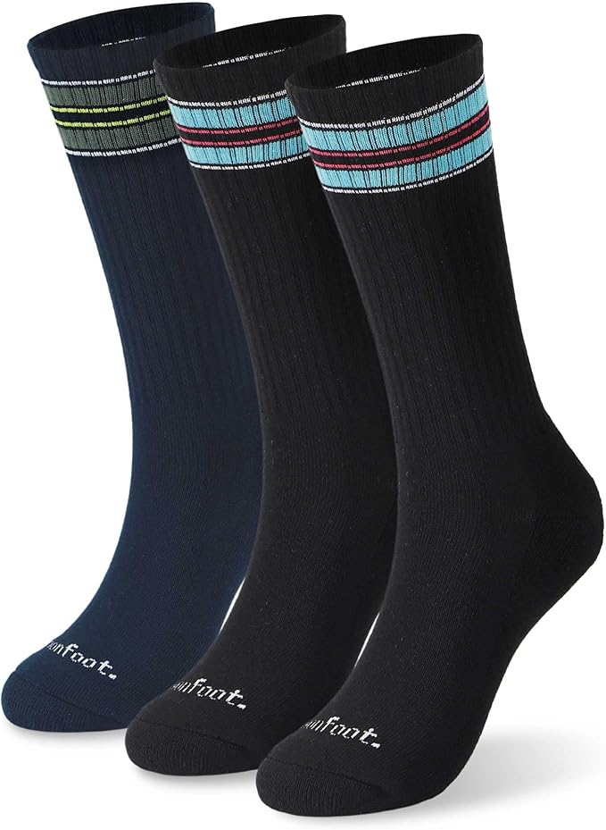 MONFOOT Women's and Men's 3-8 Pairs Athletic Cushion Crew Socks Multi