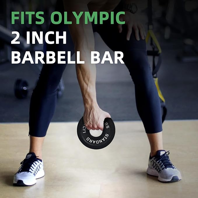 Fitvids 2-Inch Olympic Cast Iron Weight Plate for Strength Training & Weightlifting, Multiple Sizes