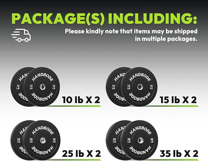 2-Inch Weight Plates High Bounce, Olympic Bumper Plate Set 45/100/160/190/260/300lb, Colored Weight Plates Set for Home Gym, Barbell Weights Rubber Strength Training Plate for Weight Lifting