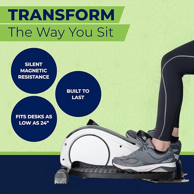 DeskCycle Ellipse Leg Exerciser - Under Desk Elliptical Machine and Foot Pedal Exerciser - Leg Exerciser While Sitting - Compact Under Desk Exercise Equipment