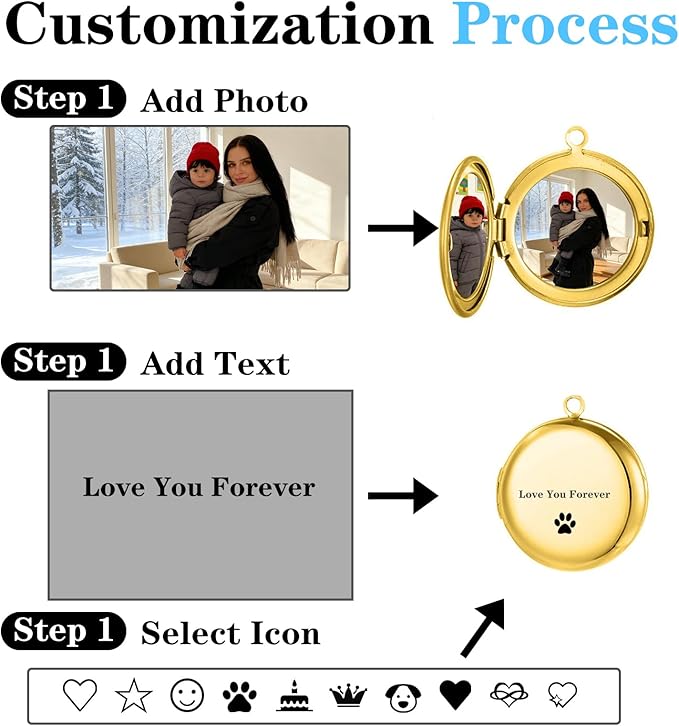 Hiyong Personalized Keychain Custom Photo Keyring Customized Gifts for Men Custom Keychain with Your Photo Logo or Text