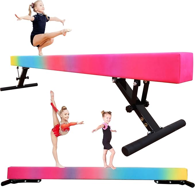MARFULA Adjustable Balance Beam 8 ft Gymnastic Beam Adjustable Height for Kids and Teenage of All Gymnastic Levels, Gymnastic Training Beam Gymnastic Equipment for Athlete Home and Gym Club Use