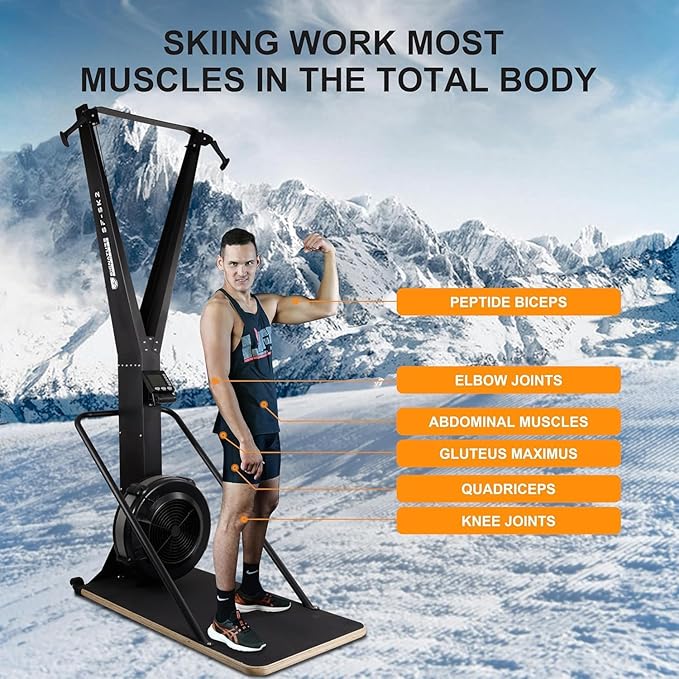 Fitvids Ski Machine, Wind Resistance Skiing Exercise Equipment with LCD Display, Home Gym Indoor Cardio Training