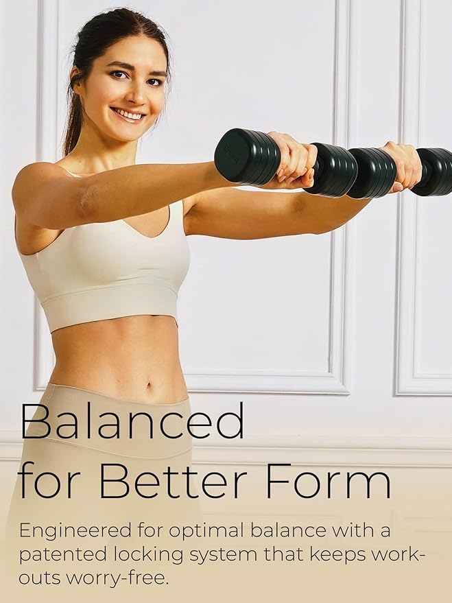 Adjustable Dumbbell Set｜2LB 3LB 4LB 5LB Light Hand Weights for Women｜One-Twist Weight Adjustment｜Non-Slip Curved Grip Handle｜Free Weights for Home Gym, Rehab, Pilates, Yoga, Strength Training