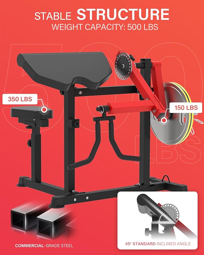 HVO Bicep Tricep Curl Machine: Adjustable Preacher Arm Bicep Curl and Tricep Extension Machine Plate Loaded Exercise Equipment for Home Gym