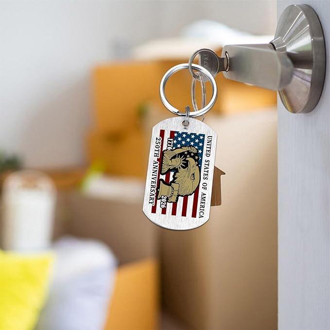 Viayen 250 Years America Flag Keychain, 250th Anniversary USA Merchandise Gift 1776-2026 Commemorative Patriotic Ornament