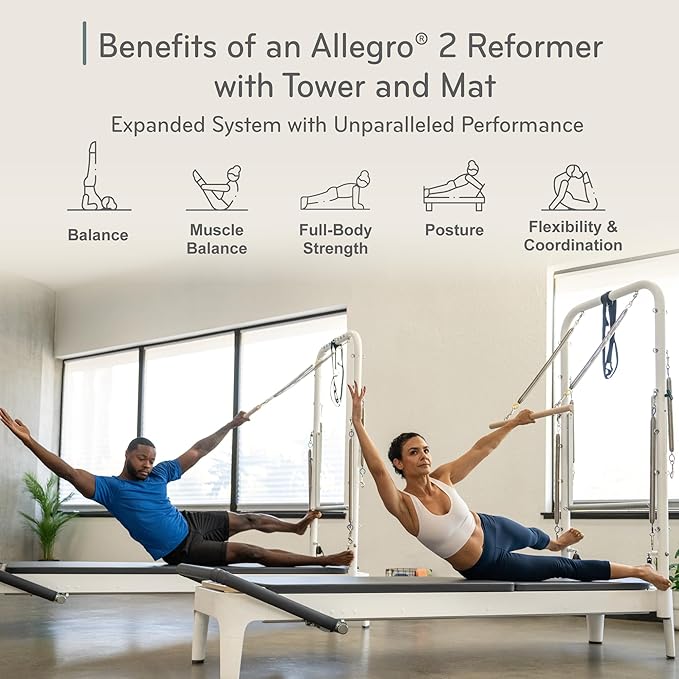 Balanced Body Allegro 2 Pilates Reformer, Pilates Exercise Equipment, Workout Equipment for Home or Studio