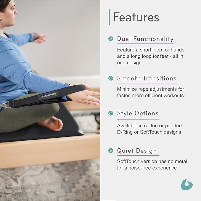 Balanced Body Double Loops, Foot and Hand Straps, Accessories for Pilates Equipment, Workout Equipment for Home Gym or Studio Use, 1 Pair