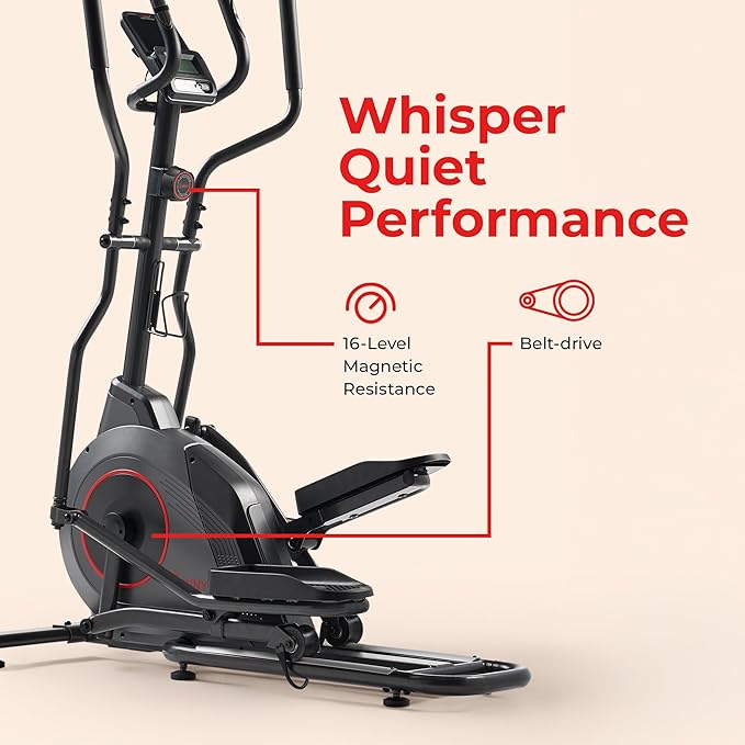 Sunny Health & Fitness Smart Upright Elliptical w/Pulse Sensor Built-in, Indoor Full-Body Cross-Training & Cardio Exercise Machine for Home, Free SunnyFit App Connection, Optional Long Stride Length