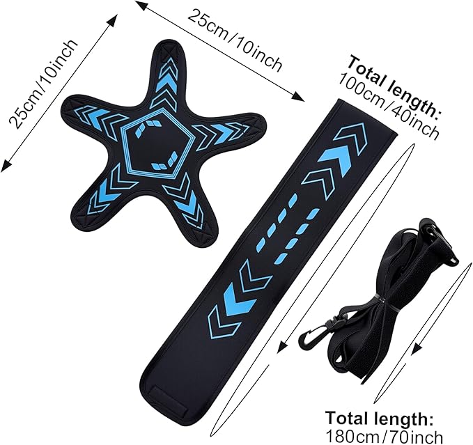 Soccer Training Equipment Football Kick Solo Trainer Adjustable Waist Belt Elastic Rope, Aids Hands Free Throw Sole Practice Fits Ball 3, 4, 5 and Volleyball Rugby (Blue)