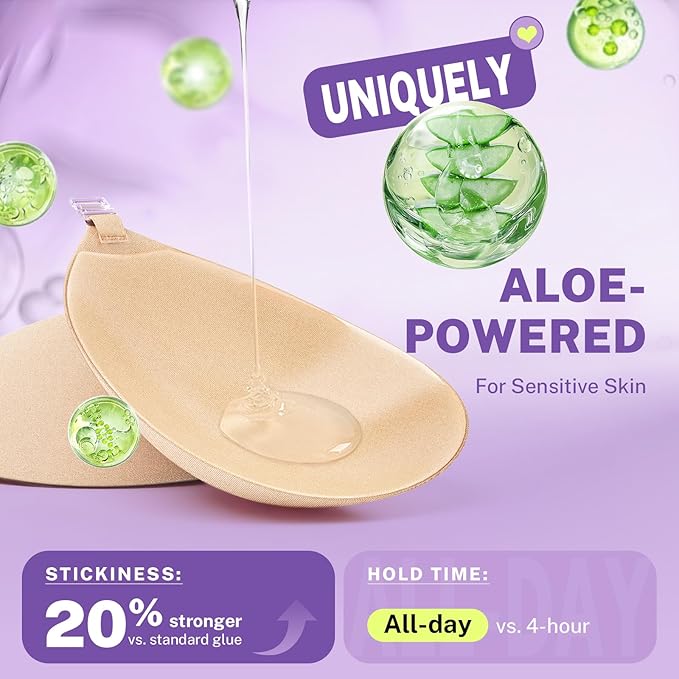 Invisible Strapless Sticky Bra Push up for Women | Ultra Adhesive Bra for Backless Dress | Cleavage Bra Lift with Pasties Kit