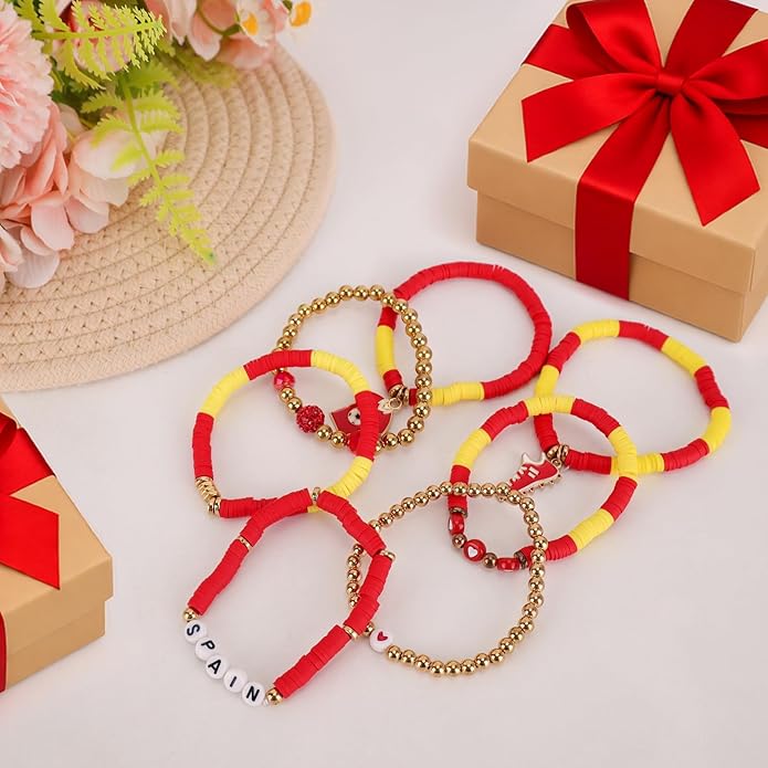 Soccer Bracelet For Women, Game Day Mom Accessories & Outfits Sports Jewelry Fans Gifts, Charm Beaded Stretch Bracelets Essentials Team Gear