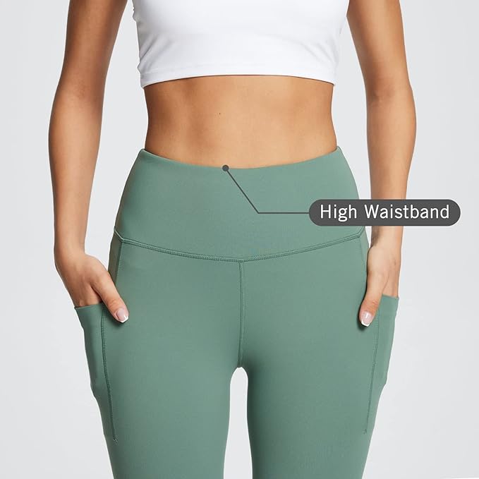 BALEAF Women's Leggings with Pockets Black Tummy Control Workout High Waisted Athletic 7/8 Ultra Soft Gym Yoga Ankle Pants