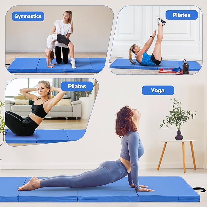 Outdoor Basic 6'x3'x2" Gymnastics Tumbling Mats Folding Panel Thick Gym Exercise Mat for Home