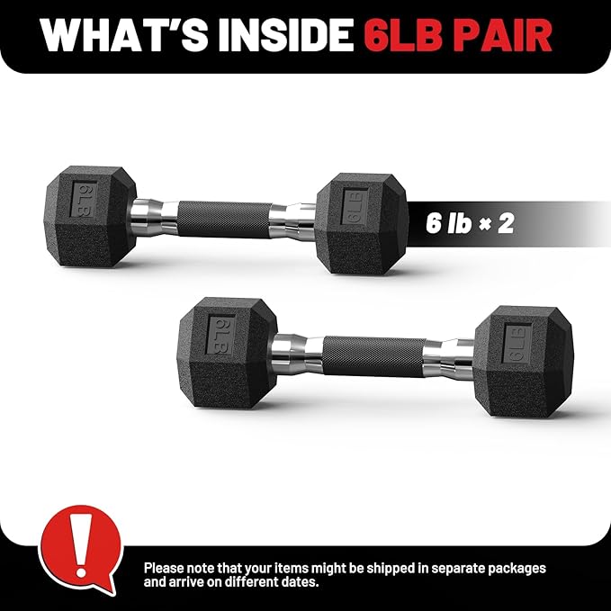 PAPABABE Hex Dumbbell Set with Rubber Grip 2.5-125lb, Odorless Rubber Coated Weight Fixed Dumbbells Set of 2, Weights for Women at Home, Hand Weights for Home Gym & Strength Training,Pesas Para Ejercicios