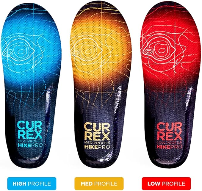 CURREX HikePro Insoles for Hiking Boots & Shoes – Shock Absorbing Inserts to Help Reduce Fatigue and Increase Performance – Anti-Slip Heel Surface for Stability – for Men & Women – Low Arch, Large
