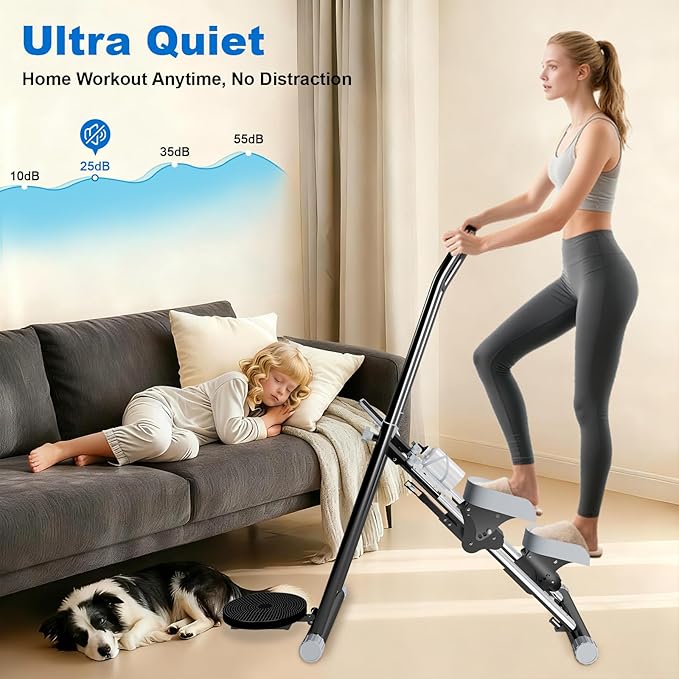 OVER SELF Stair Stepper with Handlebar for Full-Body Workout, Vertical Compact Cardio Climber Exercise Machine for Home Gym, Steppers for Exercise at Home, 350lbs Weight Capacity (Upgraded Black)
