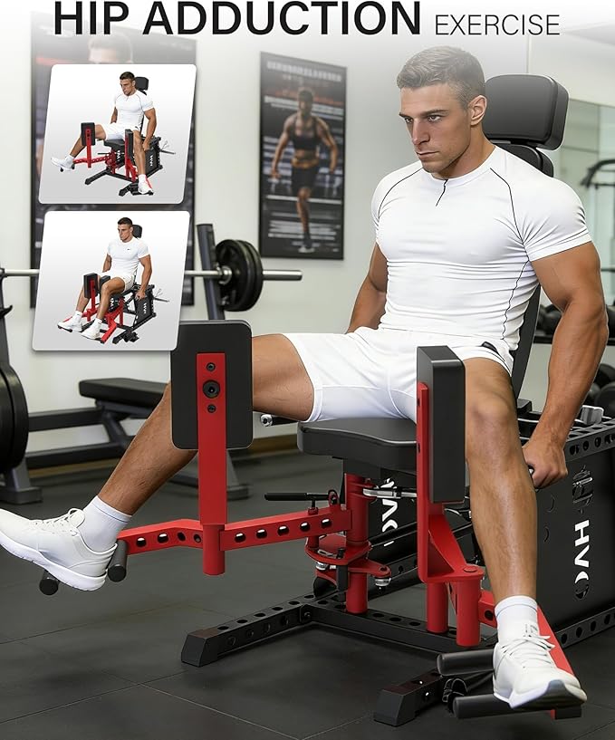 HVO Hip Adduction Abduction Machine: Abductor Adductor Machine-Inner and Outer Thigh Machine Glute Machines Thigh Master for Hip Abduction with 6 Levels Gear System Glute Machines